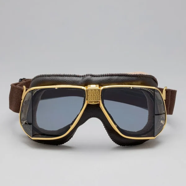 Cruiser Motorcycle Goggles Gold Brown Grey F