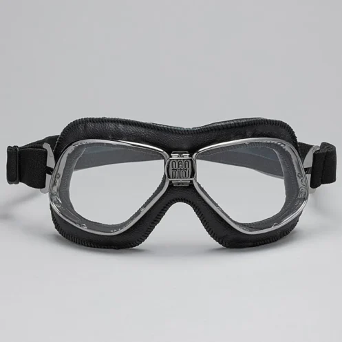 Biker Goggles Ruthenium + Black Leather