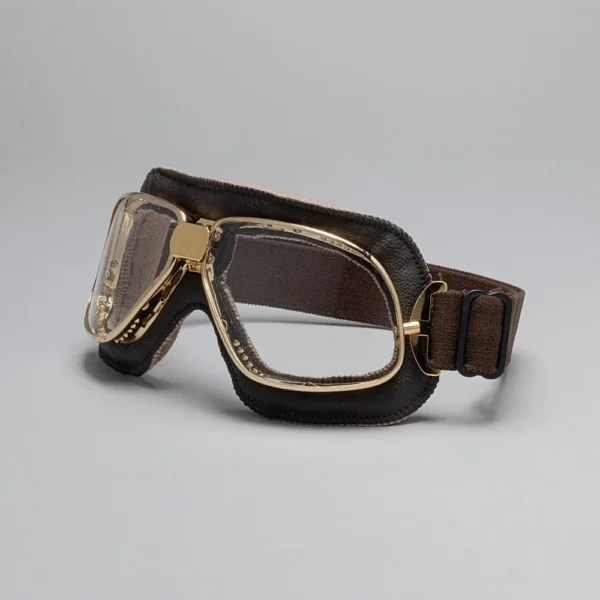 Biker Motorcycle Goggles Gold Brown Clear SL