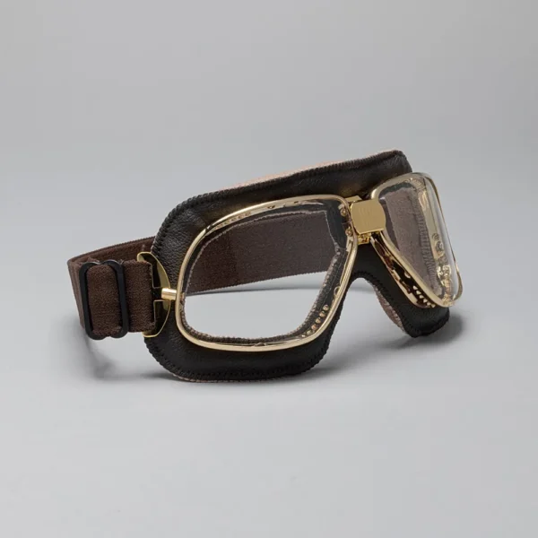 Biker Motorcycle Goggles Gold Brown Clear SR