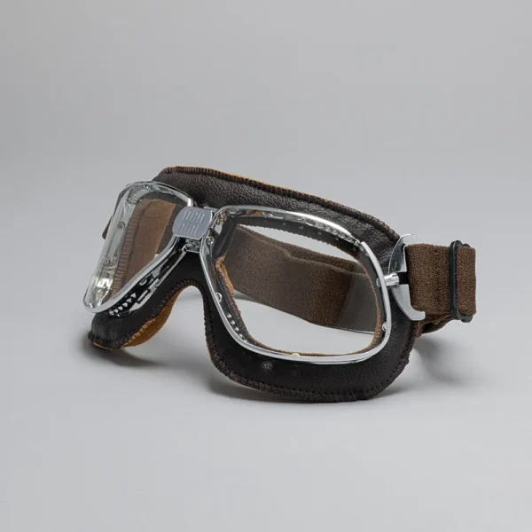 Biker Motorcycle Goggles Silver Brown Clear SL