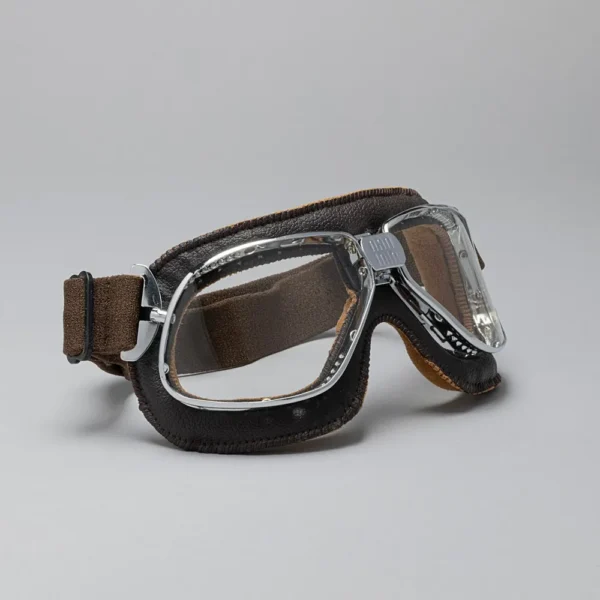 Biker Motorcycle Goggles Silver Brown Clear SR