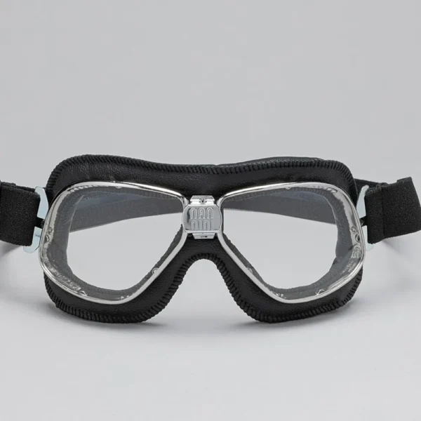 Biker Goggles Chrome + Black Leather