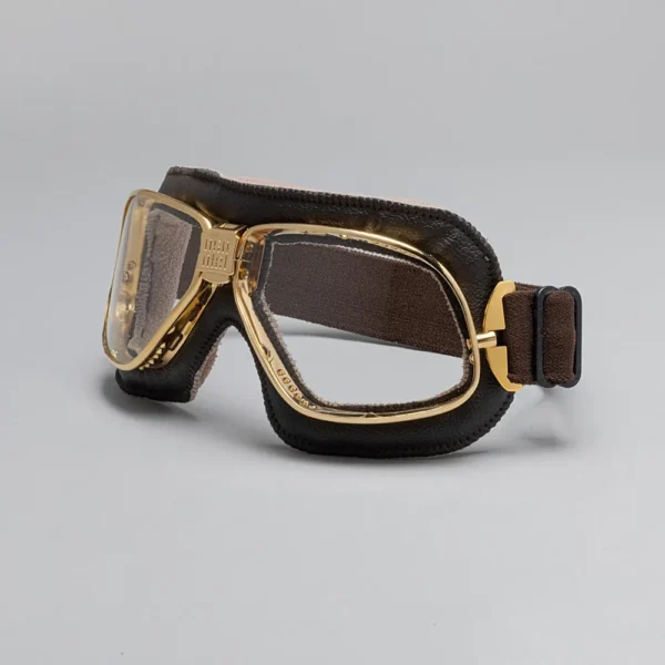 Cruiser Motorcycle Goggles Brass Brown Clear SL