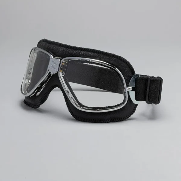 Cruiser Motorcycle Goggles Chrome Black Clear SL