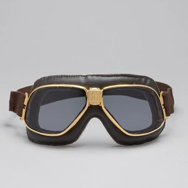 Cruiser Motorcycle Goggles Gold Brown Grey F