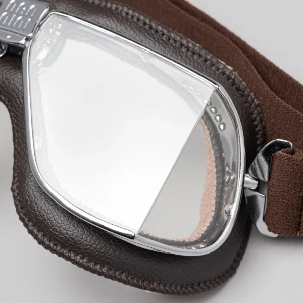 Custom Motorcycle Goggles Chrome Brown Clear D