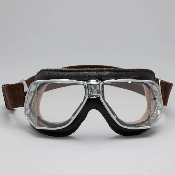 Custom Goggles Chrome + Brown Leather