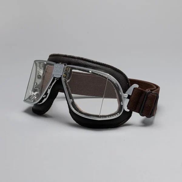Custom Motorcycle Goggles Chrome Brown Clear SL