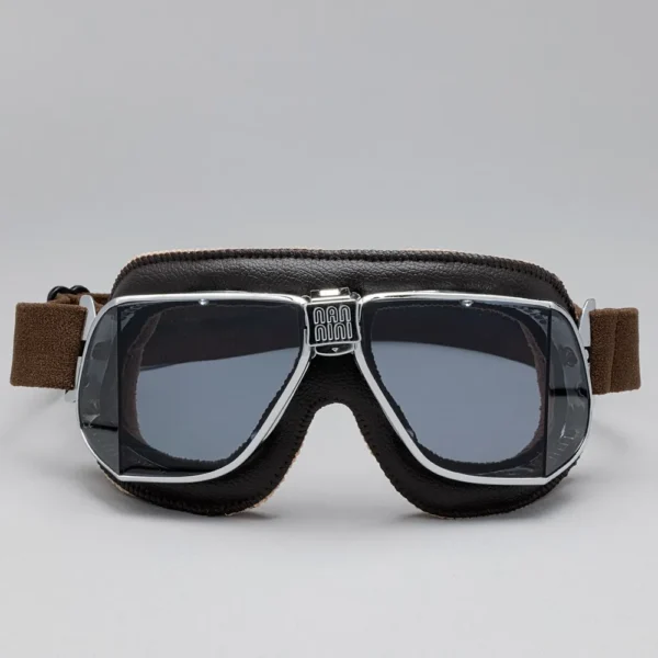 Custom Motorcycle Goggles Chrome Brown Grey F