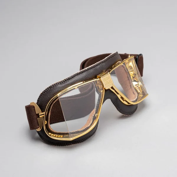 Custom Motorcycle Goggles Gold Brown Clear D