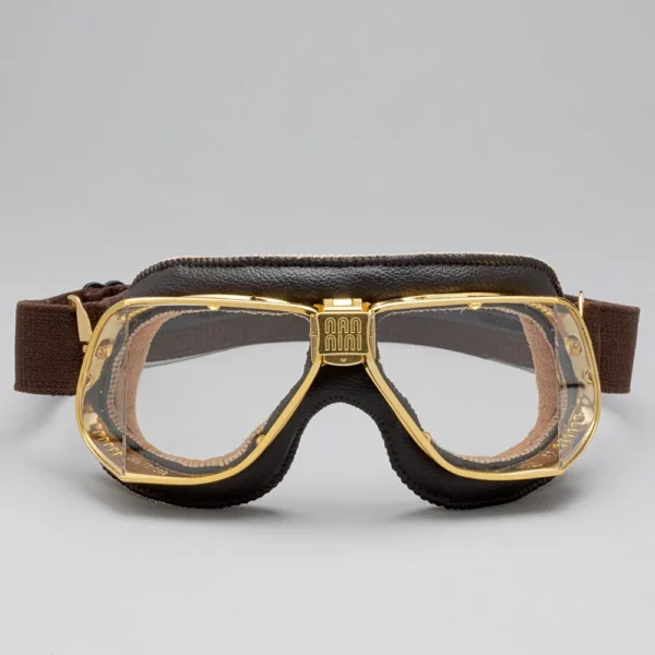 Custom Goggles Gold Brass + Brown Leather