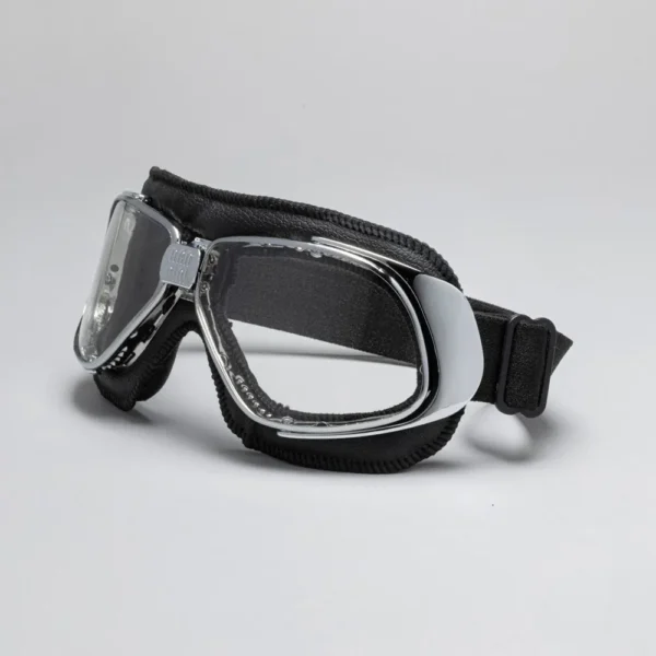 Rider Motorcycle Goggles Chrome Black Clear SL