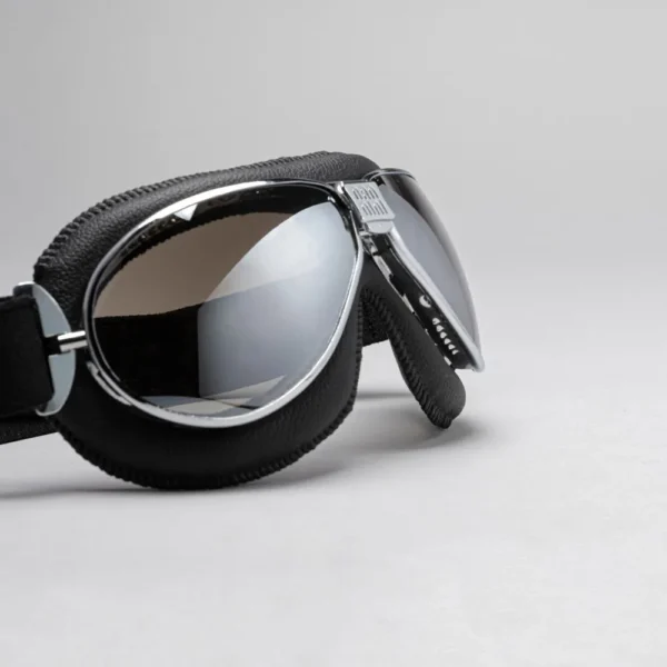 TT Motorcycle Goggles Chrome Black Silver SR
